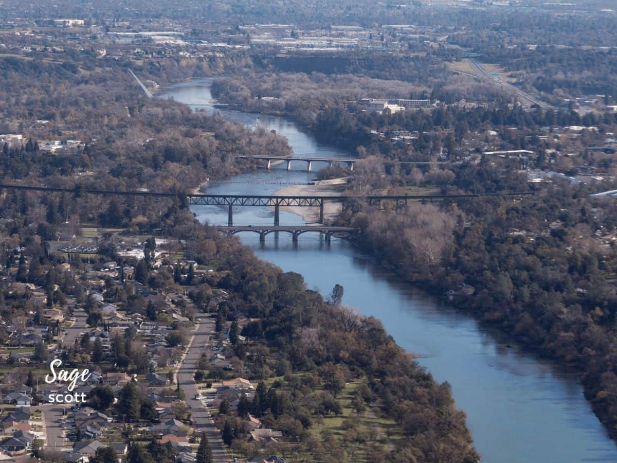 A Redding CA bridge over a river.